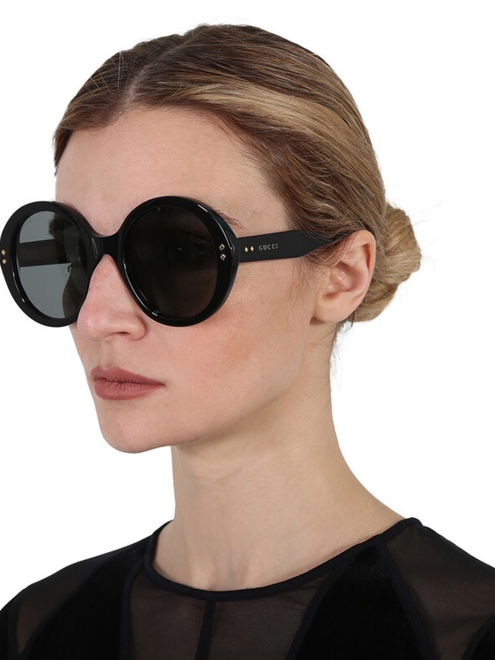 New Gucci oversized Round Black Women's Sunglasses - Designer with case